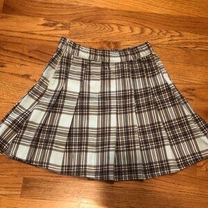 NEW Hollister Pleated Blue Ultra High-Rise Advanced Stretch Plaid Mini Skirt XS